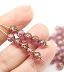 5mm Purple gold rose bud beads, rose flower round bead, 50pc