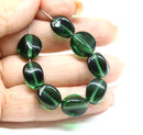 13mm Large antique green Czech glass beads, 8pc