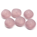 9x14mm Frosted light purple puffy rondels Czech glass beads - 6Pc