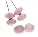 9x14mm Frosted light purple puffy rondels Czech glass beads - 6Pc