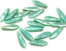5x16mm Turquoise green silver wash dagger czech glass beads, 20pc
