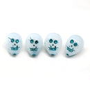 14mm White blue wash skull beads Czech glass beads, 4Pc