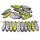 5x16mm Yellow leaf ornament dagger czech glass metallic beads, 10pc