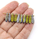5x16mm Yellow leaf ornament dagger czech glass metallic beads, 10pc
