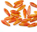 5x16mm Orange yellow dagger czech glass beads, 20pc