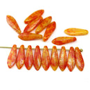 5x16mm Orange yellow dagger czech glass beads, 20pc