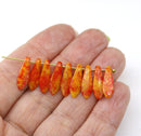 5x16mm Orange yellow dagger czech glass beads, 20pc