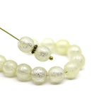 8mm Pale yellow silver wash round czech glass druk beads, 15Pc