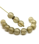 8mm Heavy gold wash on brown round czech glass druk beads, 15Pc