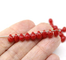 5x7mm Small opaque red teardrops, czech glass beads, 40pc