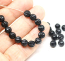 6mm Black round melon shape czech glass beads 50Pc