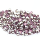 3mm Opal pink silver coating Czech glass small druk beads, 5g
