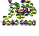 6x9mm Antique green czech glass teardrop beads luster - 30pc