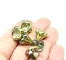 11x13mm Gold coated trumpet flower Czech glass beads, 6Pc