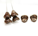12x10mm Copper bell flowers Czech glass beads - 6pc