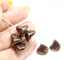 12x10mm Copper bell flowers Czech glass beads - 6pc