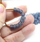 6mm Blue gray pony Czech glass beads, 2mm hole - 40pc