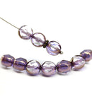 8mm Light purple czech glass fire polished round cut beads - 10Pc