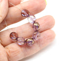 8mm Light purple czech glass fire polished round cut beads - 10Pc