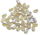 7x5mm Light topaz fire polished barrel Czech glass beads AB finish oval cut, 40pc
