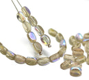 7x5mm Light topaz fire polished barrel Czech glass beads AB finish oval cut, 40pc