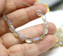 7x5mm Light topaz fire polished barrel Czech glass beads AB finish oval cut, 40pc