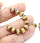 6mm Beige picasso cathedral beads Czech glass 20Pc