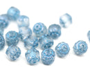 6mm Pale blue frosted cathedral beads Czech glass 20Pc