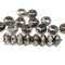 5x8mm Dark brown Czech glass pressed rondel beads, silver wash, 20Pc
