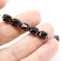 8x6mm Black rice czech glass fire polished beads copper ends, 10pc