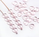 6mm Rose pink heart czech glass small beads - 30pc