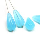 22x11mm Opal blue pear shape teardrop czech glass beads, 4pc