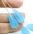 22x11mm Opal blue pear shape teardrop czech glass beads, 4pc