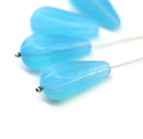 22x11mm Opal blue pear shape teardrop czech glass beads, 4pc