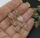 12x10mm Crystal clear Czech glass beads golden inlays, 15Pc