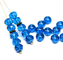 5x7mm Capri blue Czech glass fire polished rondelle beads, 20pc