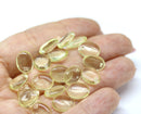 12x9mm Light yellow lentil Oval flat drop czech glass beads top drilled - 20Pc