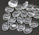 12x9mm Crystal clear oval flat drop czech glass beads top drilled - 20Pc