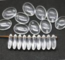 12x9mm Crystal clear oval flat drop czech glass beads top drilled - 20Pc
