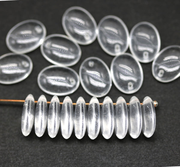 12x9mm Crystal clear oval flat drop czech glass beads top drilled - 20Pc