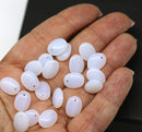 12x9mm Opal white oval flat drop czech glass beads top drilled - 20Pc