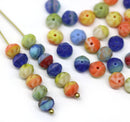 5x6mm Frosted bright rondelle beads mix Czech glass spacers donuts, 40pc