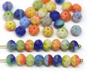 5x6mm Frosted bright rondelle beads mix Czech glass spacers donuts, 40pc