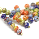 5x6mm Bright rondelle beads mix Czech glass spacers donuts, copper wash, 40pc