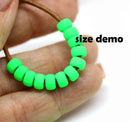 6mm Neon colors Pony beads Czech glass Roller beads, 2mm large hole, 20pc