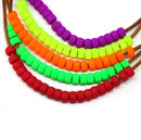 6mm Neon colors Pony beads Czech glass Roller beads, 2mm large hole, 20pc