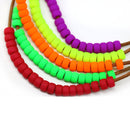 6mm Neon colors Pony beads Czech glass Roller beads, 2mm large hole, 20pc