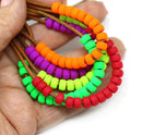 6mm Neon colors Pony beads Czech glass Roller beads, 2mm large hole, 20pc