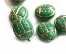 13x11mm Black green glass ladybug czech beads