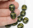13x11mm Black green glass ladybug czech beads